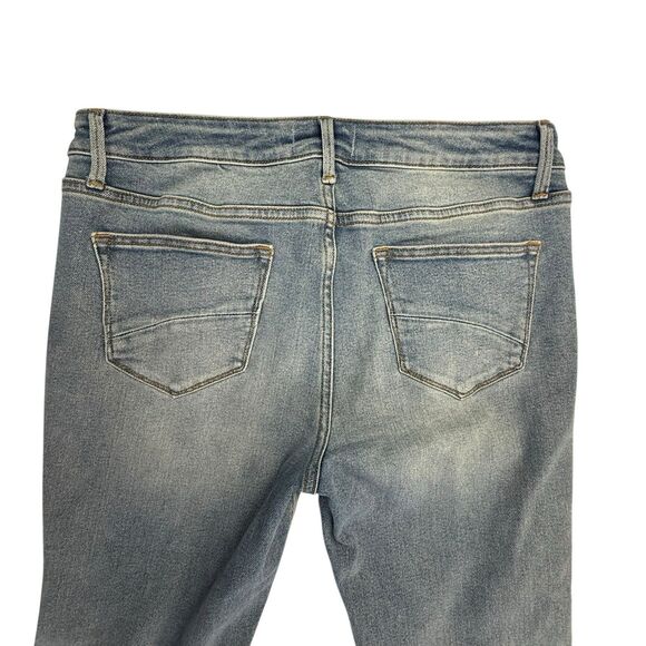 Driftwood Indie Patchwork Crop Bootcut Kick Frayed Hem Step Jeans Size 31 - Picture 6 of 15